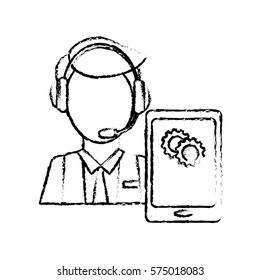 online support technical service or call center related icon image vector illustration design 