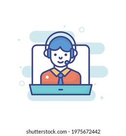 Online Support vector filled outline icon style illustration. EPS 10 File