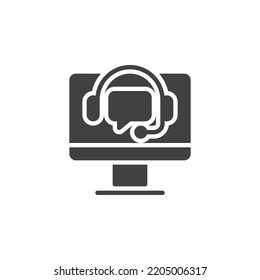 Online support vector icon. Call center assistance filled flat sign for mobile concept and web design. Customer service glyph icon. Symbol, logo illustration. Vector graphics