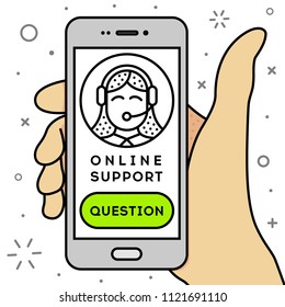 Online support. Vector illustration. Ask your question.