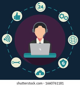 online support vector illustration with violet background