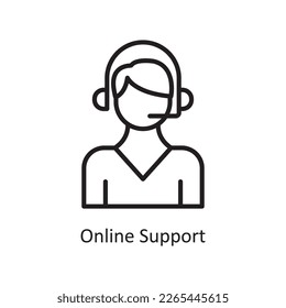 Online Support Vector Outline icon Design illustration. Communication Symbol on White background EPS 10 File