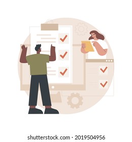 Online survey abstract concept vector illustration. Internet questionnaire form, online marketing research tool, data analysis platform, get audience feedback, customer service abstract metaphor.