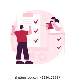Online survey abstract concept vector illustration. Internet questionnaire form, online marketing research tool, data analysis platform, get audience feedback, customer service abstract metaphor.