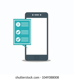 Online survey, checklist. Feedback business concept. Cartoon flat vector illustration isolated on white. Minimalistic design for web site, mobile app