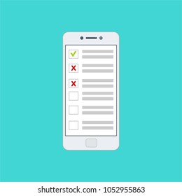 Online survey, checklist. Feedback business concept. Cartoon flat vector illustration isolated on white. Minimalistic design for web site, mobile app