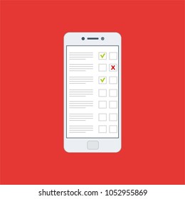 Online survey, checklist. Feedback business concept. Cartoon flat vector illustration isolated on white. Minimalistic design for web site, mobile app