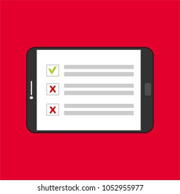 Online survey, checklist. Feedback business concept. Cartoon flat vector illustration isolated on white. Minimalistic design for web site, mobile app