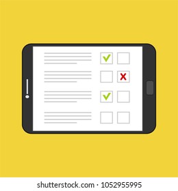 Online survey, checklist. Feedback business concept. Cartoon flat vector illustration isolated on white. Minimalistic design for web site, mobile app