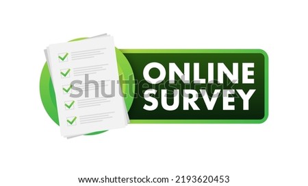 Online survey, checklist, questionnaire icon. Laptop, Computer screen. Feedback business concept. Vector illustration
