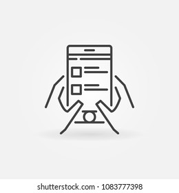 Online Survey And Checklist In Smartphone Vector Minimal Icon Or Symbol In Outline Style