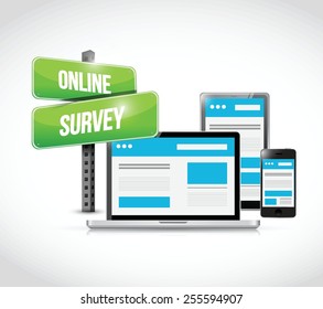 Online Survey Computer Technology Illustration Design Over A White Background