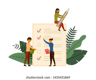 Online survey concept concept with character, vector illustration