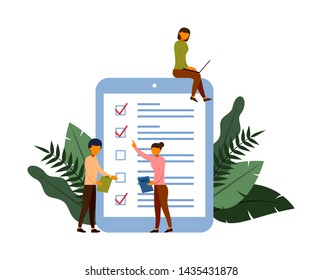 Online survey concept concept with character, vector illustration