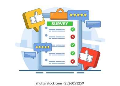online survey concept, Customer Survey Form Filling Test, Customer experience and satisfaction. questionnaire or survey. filling or answering questions on a form. collecting information.
