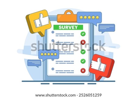online survey concept, Customer Survey Form Filling Test, Customer experience and satisfaction. questionnaire or survey. filling or answering questions on a form. collecting information.