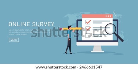 Online survey concept for survey questionnaire, poll, opinion or customer feedback and review using internet