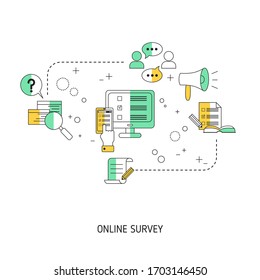 Konzept der Online-Umfrage. Vektorillustration-Illustration für Website, App, Banner usw.