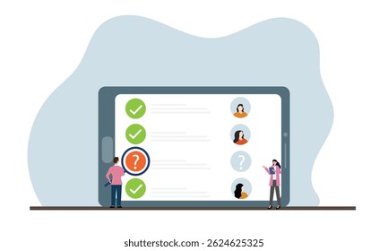 Pesquisa on-line, Comentários do cliente, questionário, ilustração vetorial do conceito de negócios da taxa de serviço