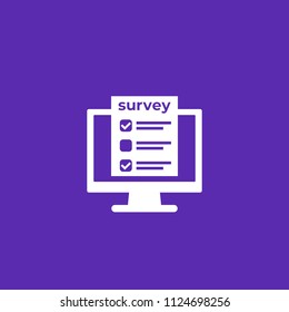 online survey, feedback form on screen icon