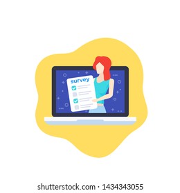 online survey and feedback vector icon
