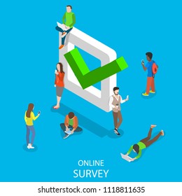 Online Survey Flat Isometric Vector Concept