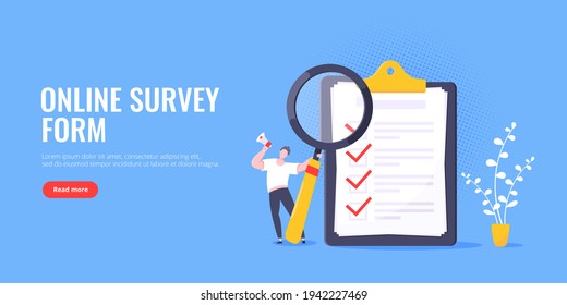 Online survey form checklist complete business concept. svg