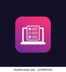 online survey form in laptop icon