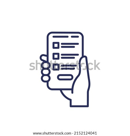 online survey form in smart phone line icon