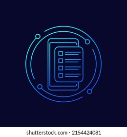 online survey form in smartphone icon, linear design