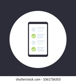 online survey form in smartphone vector icon