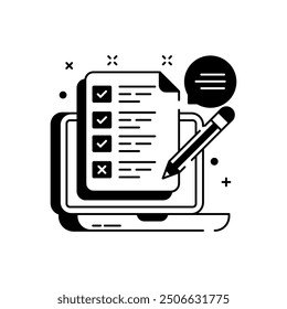 Online Survey Glyph Icon, Vector illustration