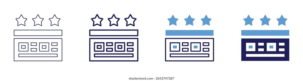 Icono de Encuesta en línea en 4 estilos diferentes. Línea delgada, línea, línea en negrita, duotono. Estilo duotono. Trazo editable.