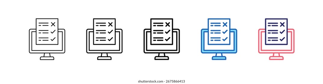 Icono de Encuesta en línea en 5 estilos diferentes de colección.