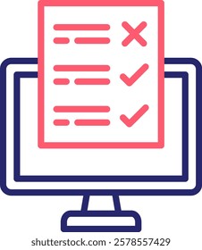 Online Survey Icon Color Vector Illustration