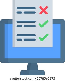 Online Survey Icon Flat Vector Illustration