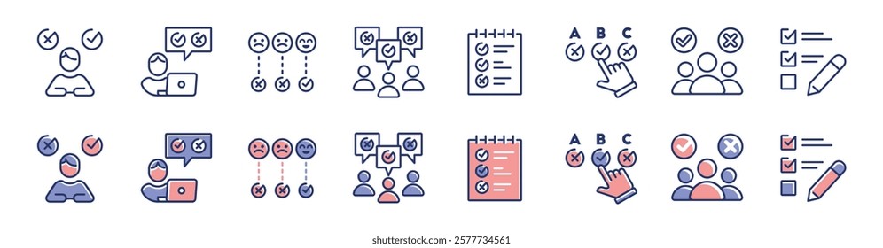 online survey icon line set business feedback questionnaire select checklist option review multiple choice vector opinion poll task evaluation signs illustration for web and app