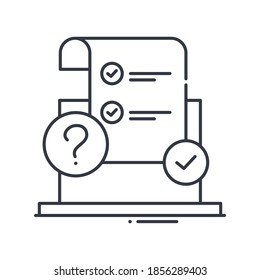 Icono de encuesta en línea, ilustración lineal aislada, vector de línea delgada, signo de diseño web, símbolo de concepto de contorno con trazo editable sobre fondo blanco.