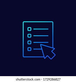 icono de encuesta en línea, vector lineal
