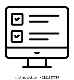 Icono de encuesta en línea. Ilustración vectorial de interfaz de usuario, como signo vectorial simple y símbolo de moda en estilo de arte de línea, para diseño y sitios web, o aplicaciones móviles,