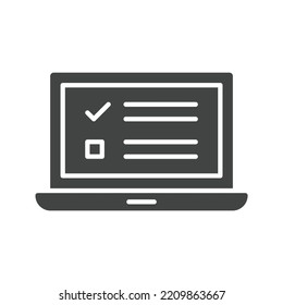 Imagen vectorial del icono de la encuesta en línea. También se puede utilizar para el marketing digital. Adecuado para aplicaciones móviles, aplicaciones web y medios impresos.