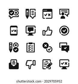Online survey icons. Black symbols. Vector icons set