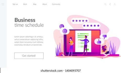 Online survey, internet questionnaire form, marketing research tool and target audience survey. Website homepage interface UI template. Landing web page with infographic concept hero header image.
