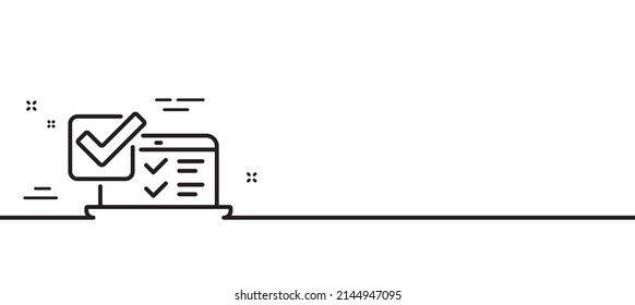 Online survey line icon. Select answer sign. Web interview symbol. Minimal line illustration background. Online survey line icon pattern banner. White web template concept. Vector