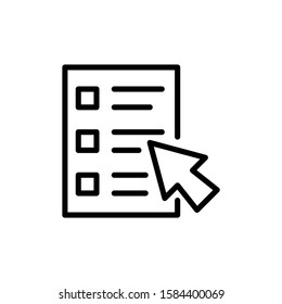 Online survey line icon vector in outline style on white background