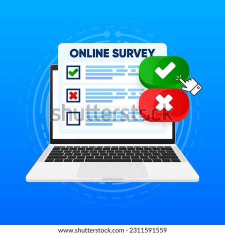 Online Survey. Mobile questionnaire, customer voting concept. Feedback business. Vector Illustration.