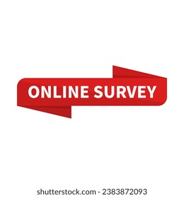 Online Survey In Red Rectangle Ribbon Shape For Survey
