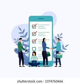 Online survey report, checklist, questionnaire, business concept vector illustration