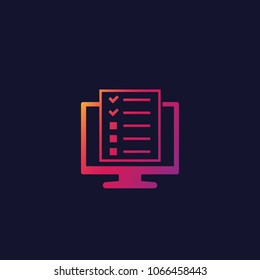 online survey, test in computer icon