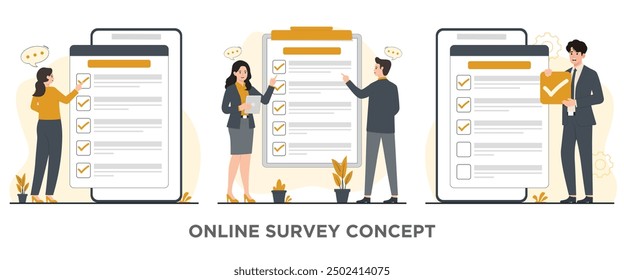 Online Survey vector concept Public opinion polling illustration